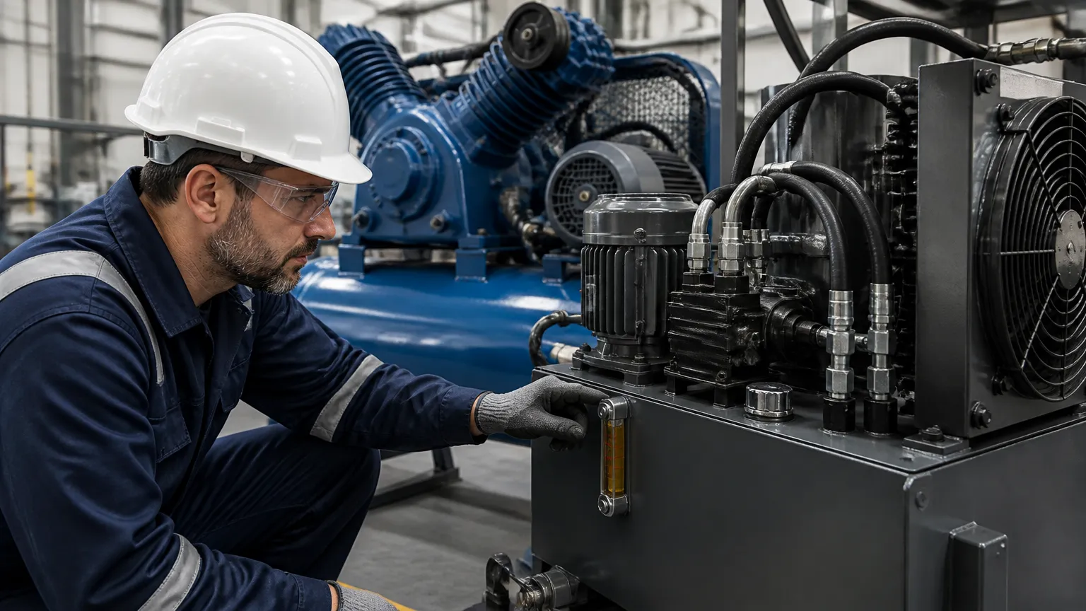 Monitoramento da viscosidade do óleo em sistema hidráulico industrial